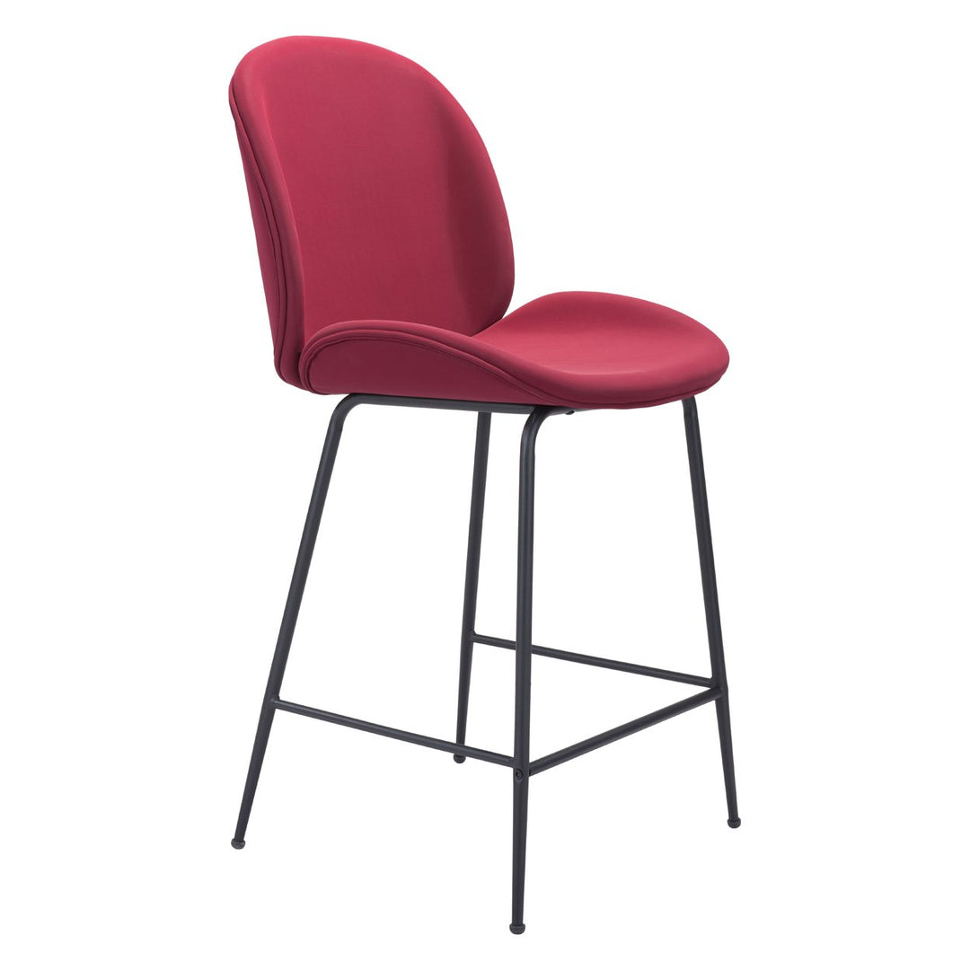 Miles Counter Stool Matte Black Steel Frame Velvet Upholstered Barstool Image 10