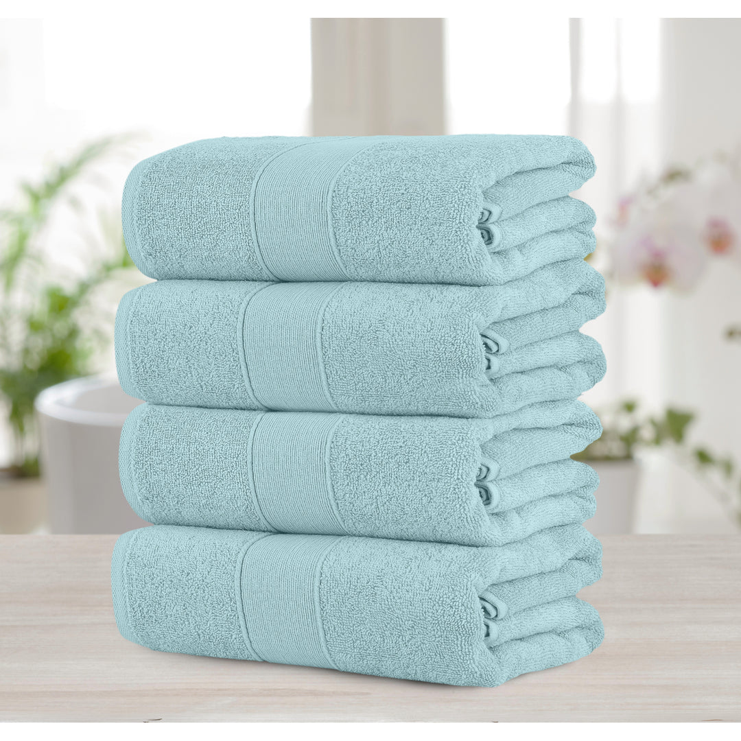 Chic Home Luxurious 4-Piece 100% Pure Turkish Cotton Bath Towels 30" x 54" Dobby Border Design Image 9