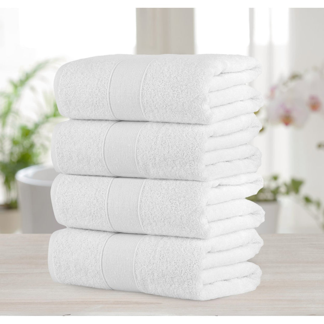 Chic Home Luxurious 4-Piece 100% Pure Turkish Cotton Bath Towels 30" x 54" Dobby Border Design Image 10