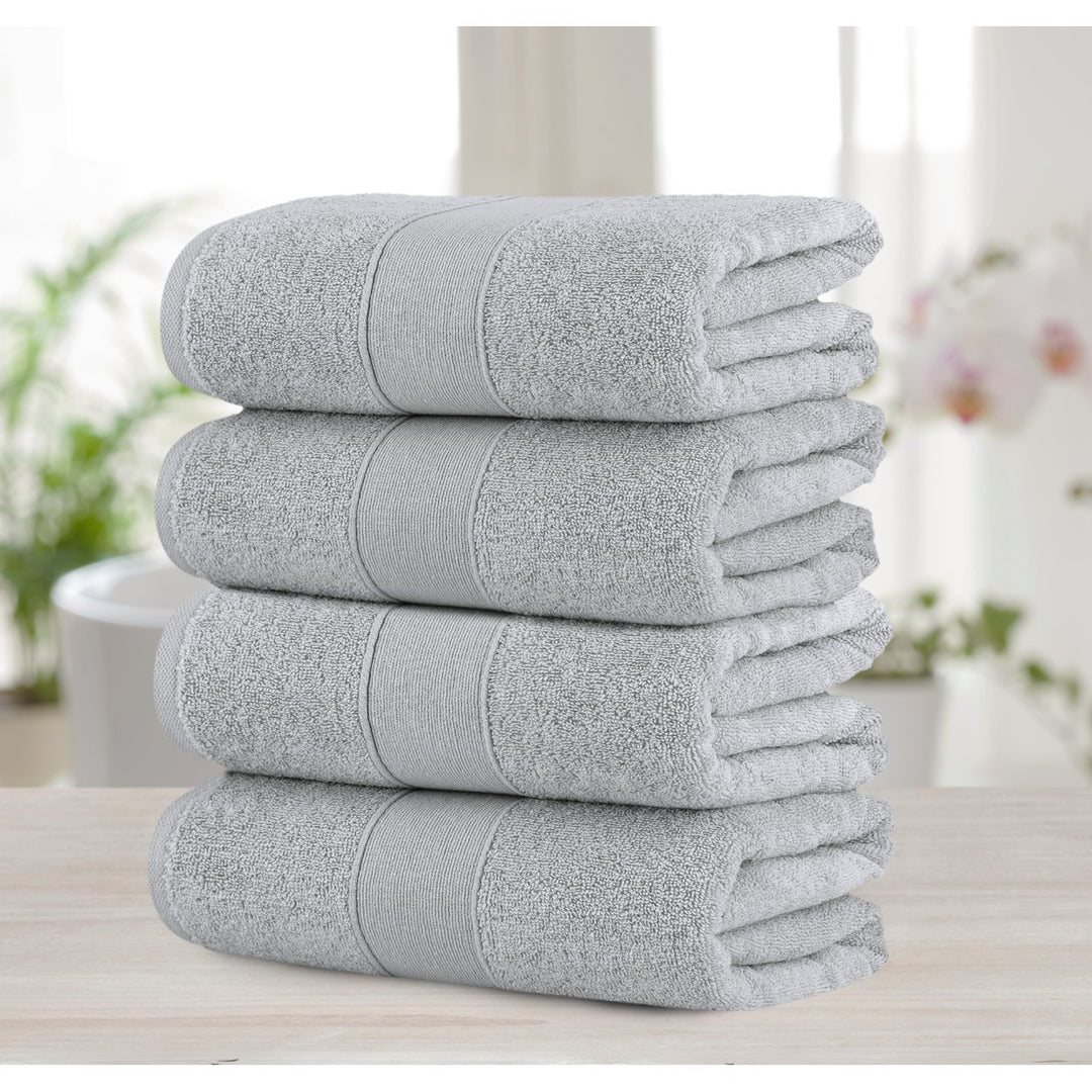 Chic Home Luxurious 4-Piece 100% Pure Turkish Cotton Bath Towels 30" x 54" Dobby Border Design Image 12