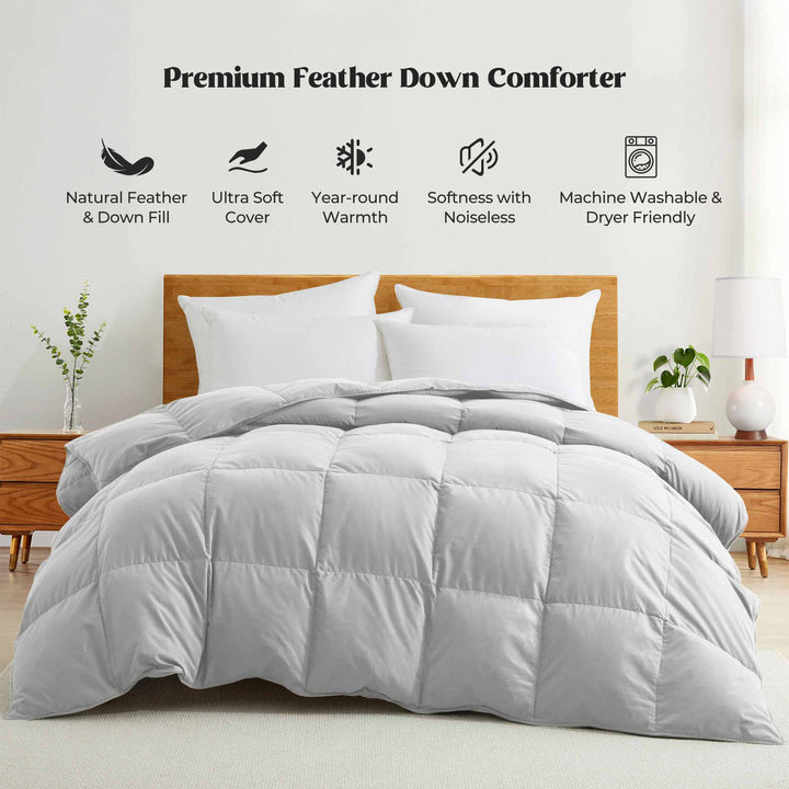 All Seasons Goose Down Feather Comforter Ultra Soft Comforter with Peach Skin Fabric Image 7