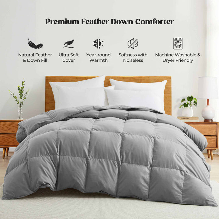 All Seasons Goose Down Feather Comforter Ultra Soft Comforter with Peach Skin Fabric Image 5