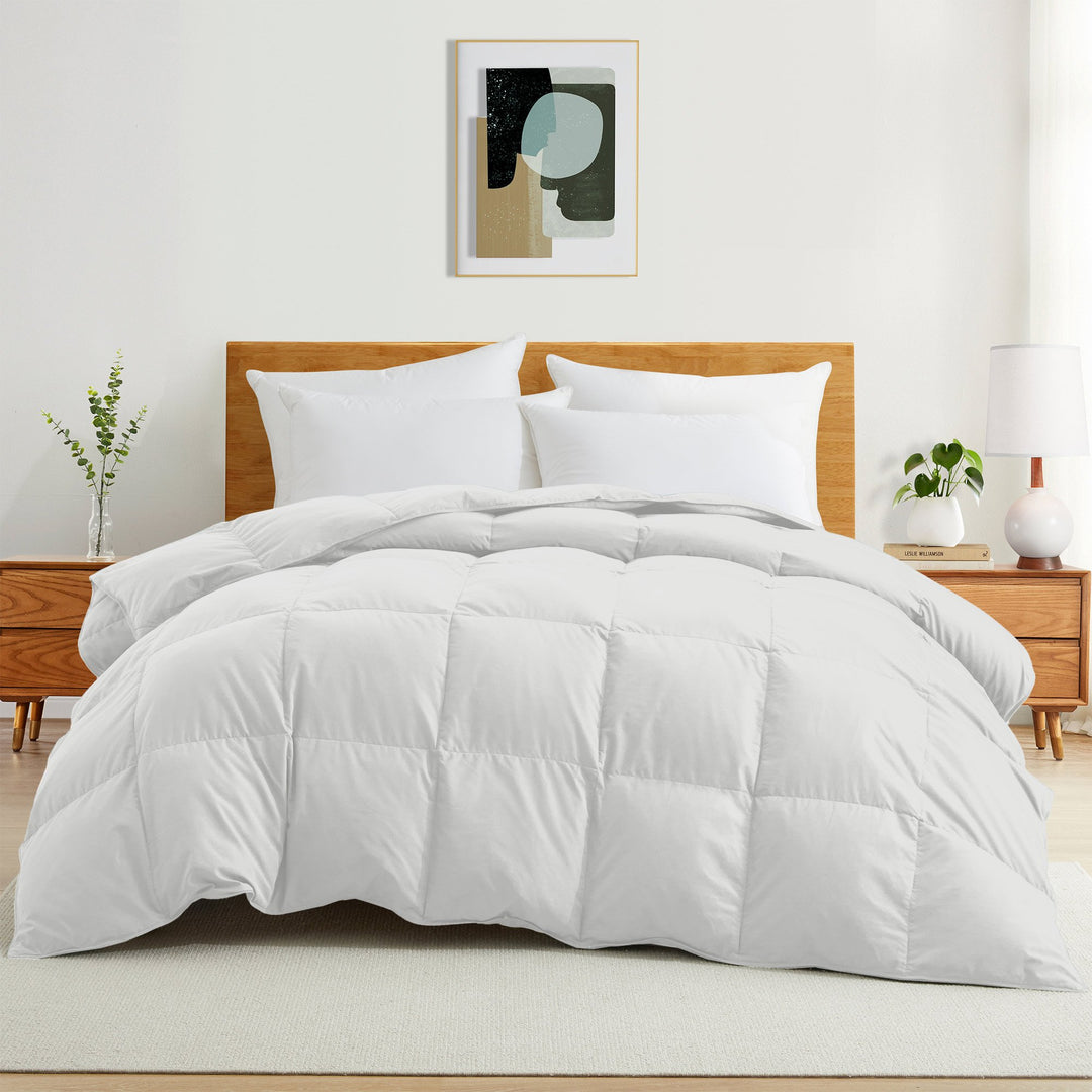 All Seasons Goose Down Feather Comforter Ultra Soft Comforter with Peach Skin Fabric Image 9