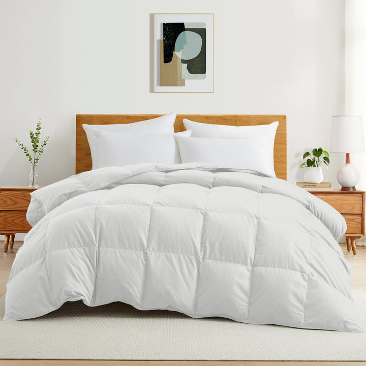 All Seasons Goose Down Feather Comforter Ultra Soft Comforter with Peach Skin Fabric Image 9