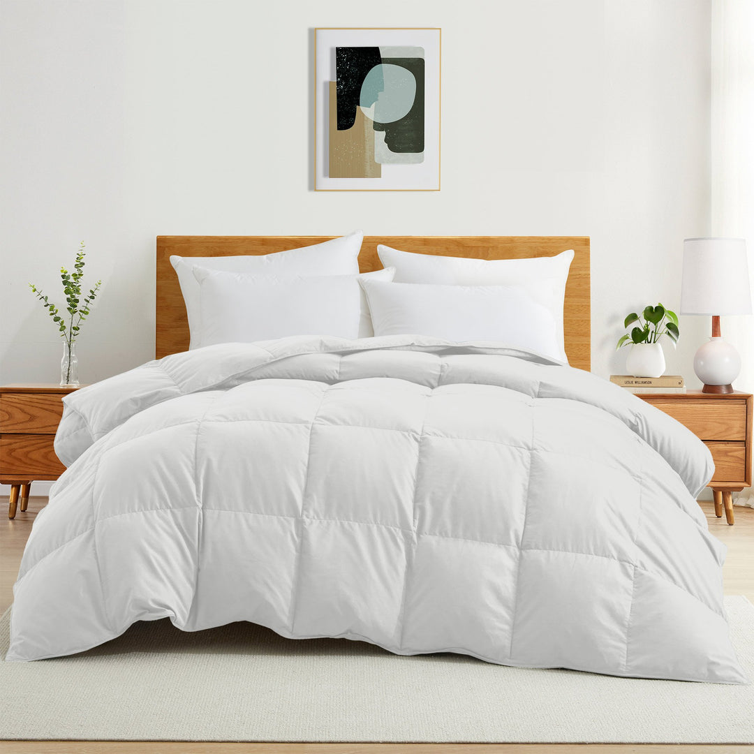 All Seasons Goose Down Feather Comforter Ultra Soft Comforter with Peach Skin Fabric Image 1