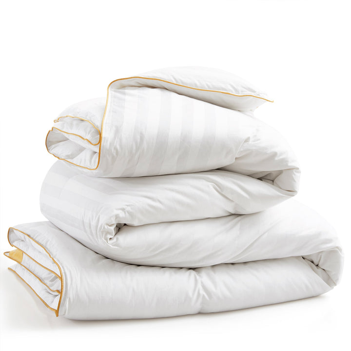 500 TC White Goose Down Feather All Season Comforter Breathable Cotton Cover, Baffled Box Duvet Insert Image 6
