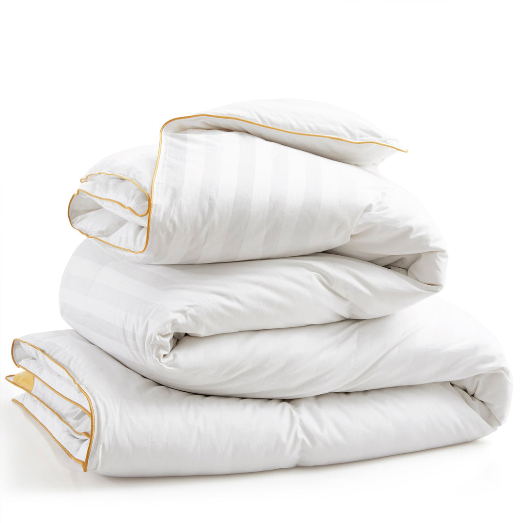 500 TC White Goose Down Feather All Season Comforter Breathable Cotton Cover, Baffled Box Duvet Insert Image 7