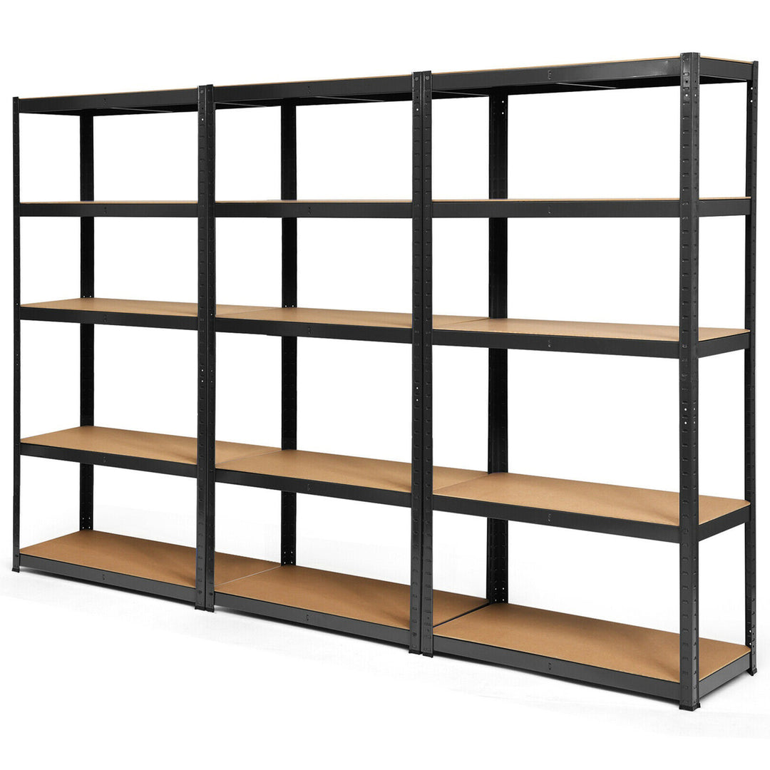 1/2/3/4PCS 72 Metal 5-Tier Garage Storage Rack Shelf Adjustable Freestanding Black Image 4