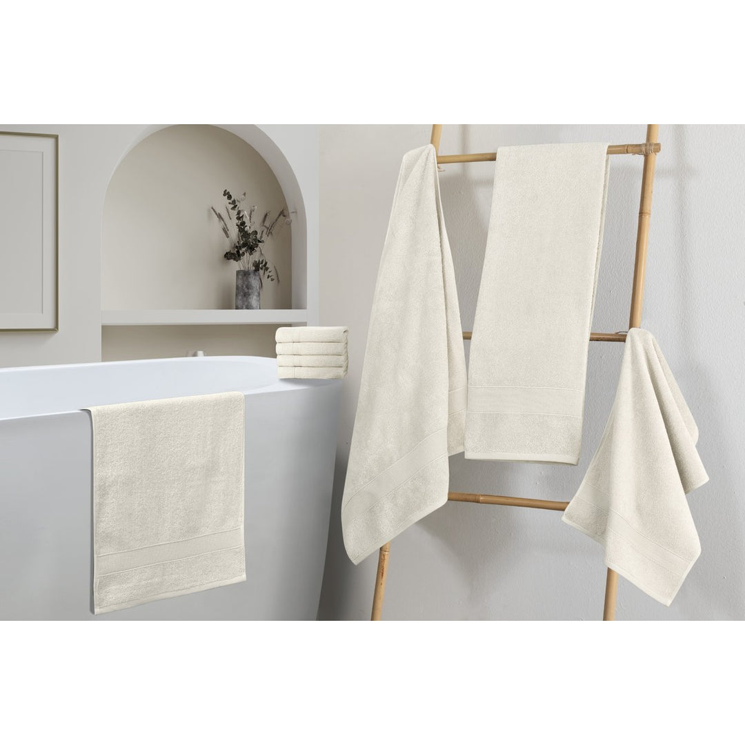 Chic Home Premium 8-Piece 100% Pure Turkish Cotton Towel Set Woven Dobby Border Design Image 1