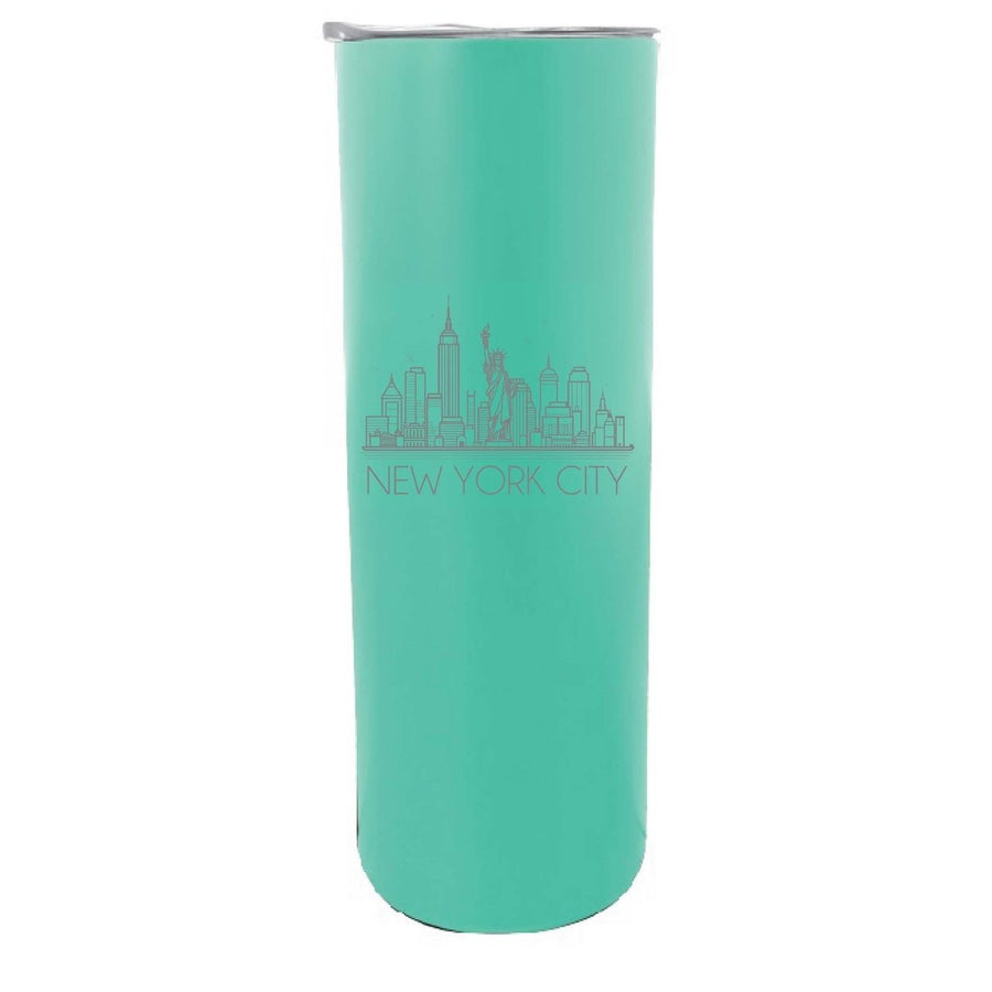 York City Souvenir 20 oz Engraved Insulated Skinny Tumbler Glitter Image 1