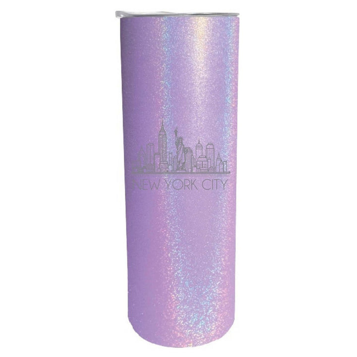 York City Souvenir 20 oz Engraved Insulated Skinny Tumbler Glitter Image 1