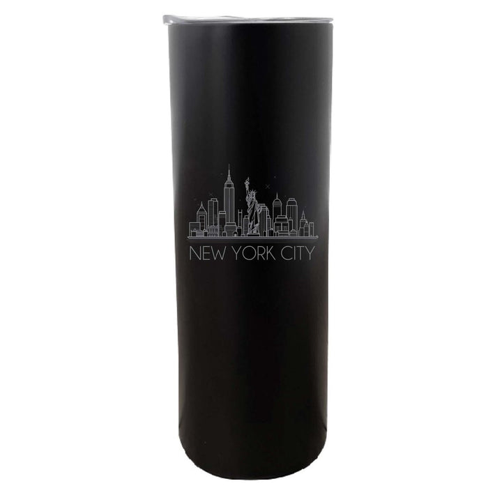 York City Souvenir 20 oz Engraved Insulated Skinny Tumbler Glitter Image 3