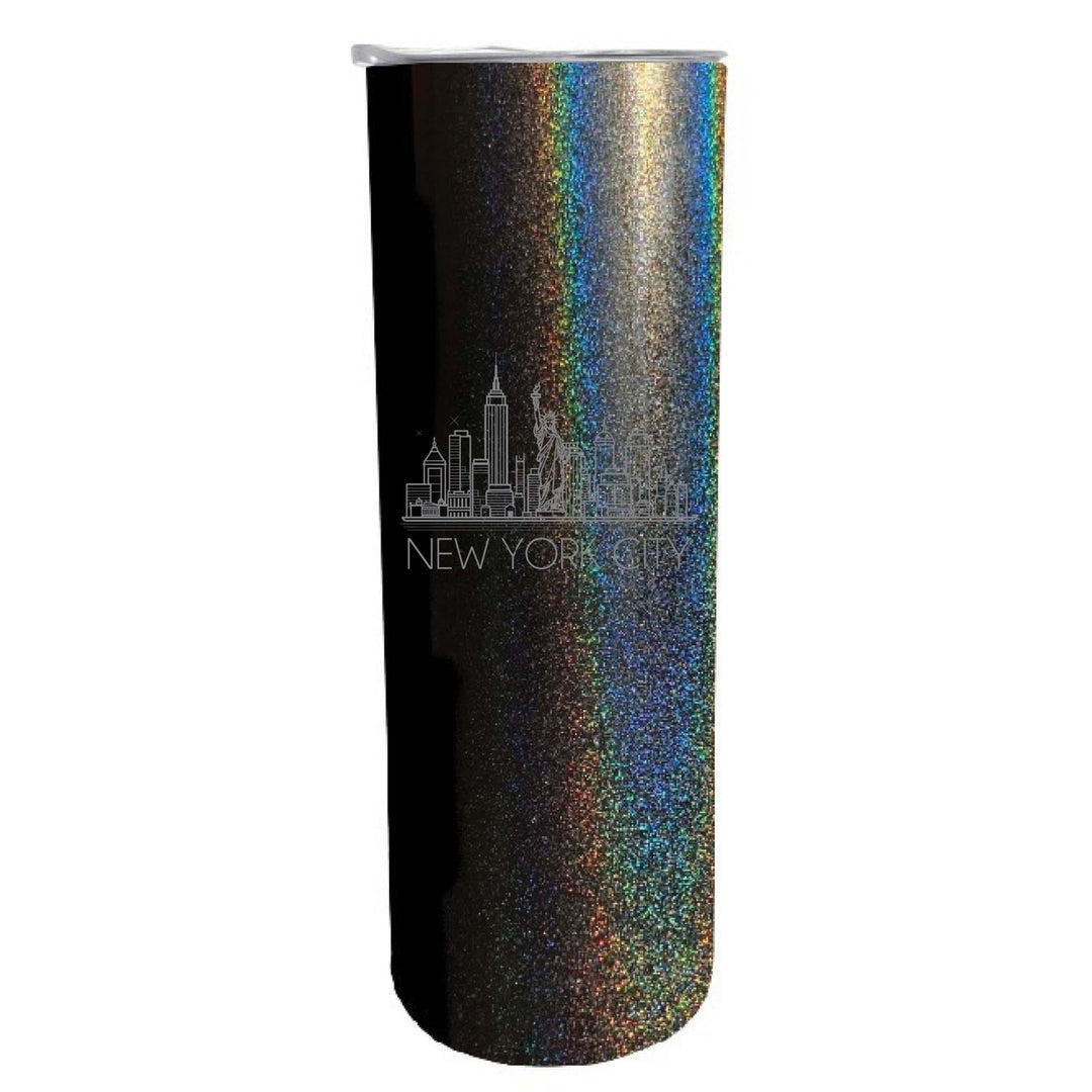 York City Souvenir 20 oz Engraved Insulated Skinny Tumbler Glitter Image 4