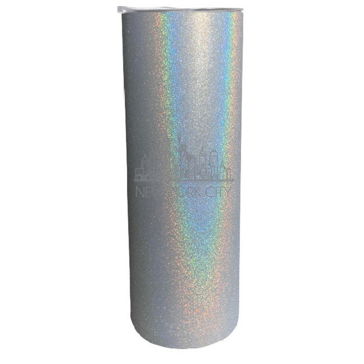 York City Souvenir 20 oz Engraved Insulated Skinny Tumbler Glitter Image 6