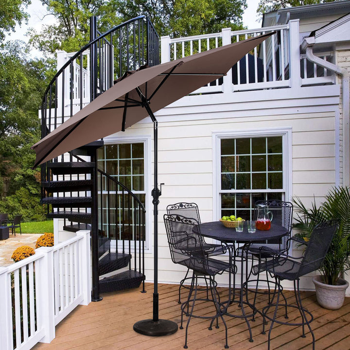 10FT Patio Umbrella 6 Ribs Market Steel Tilt W/ Crank Outdoor Garden Tan Image 4