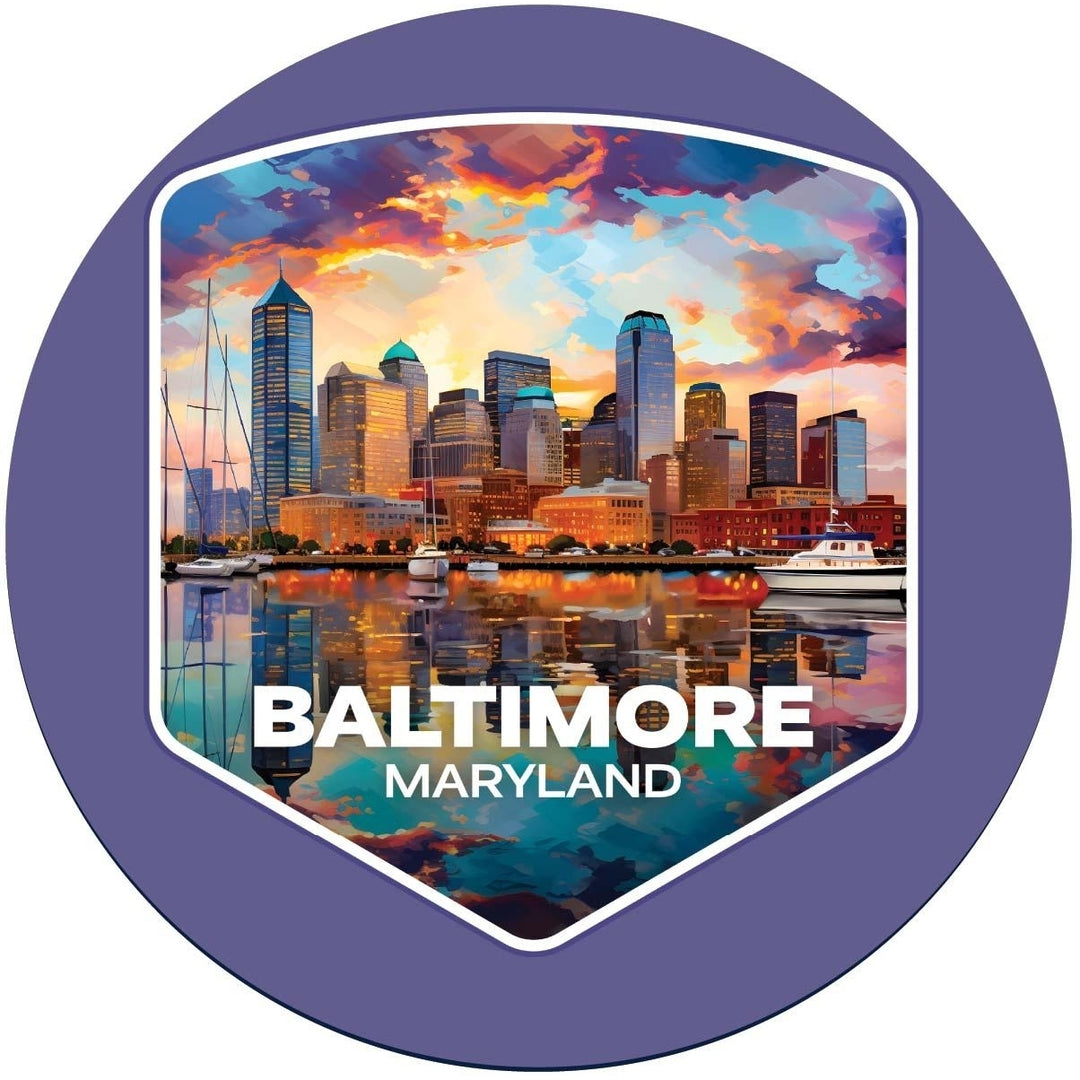 Baltimore Maryland A Souvenir Memories Round Durable Vinyl Decal Sticker Image 1