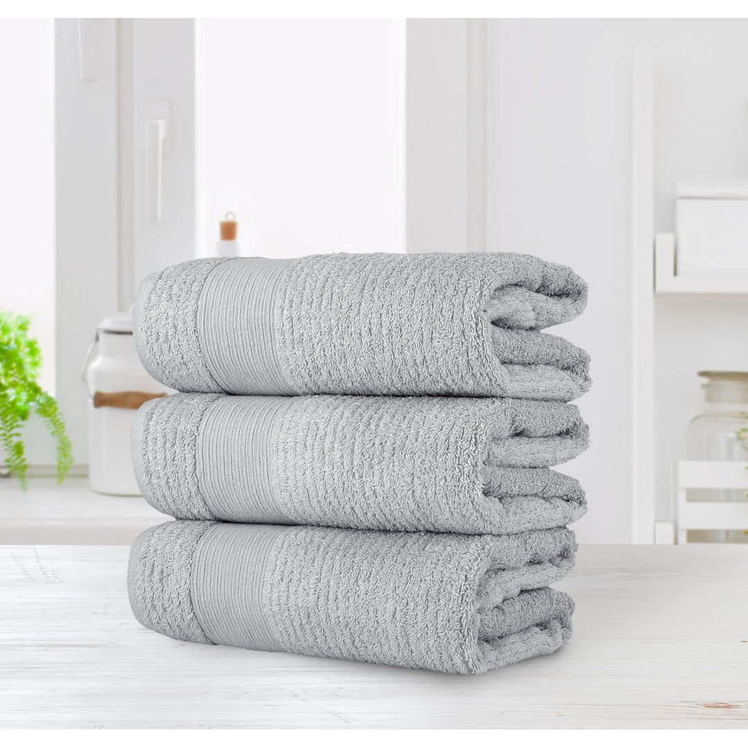 Chic Home Luxurious 3-Piece 100% Pure Turkish Cotton Bath Towels 30" x 60" Jacquard Weave Design Image 8