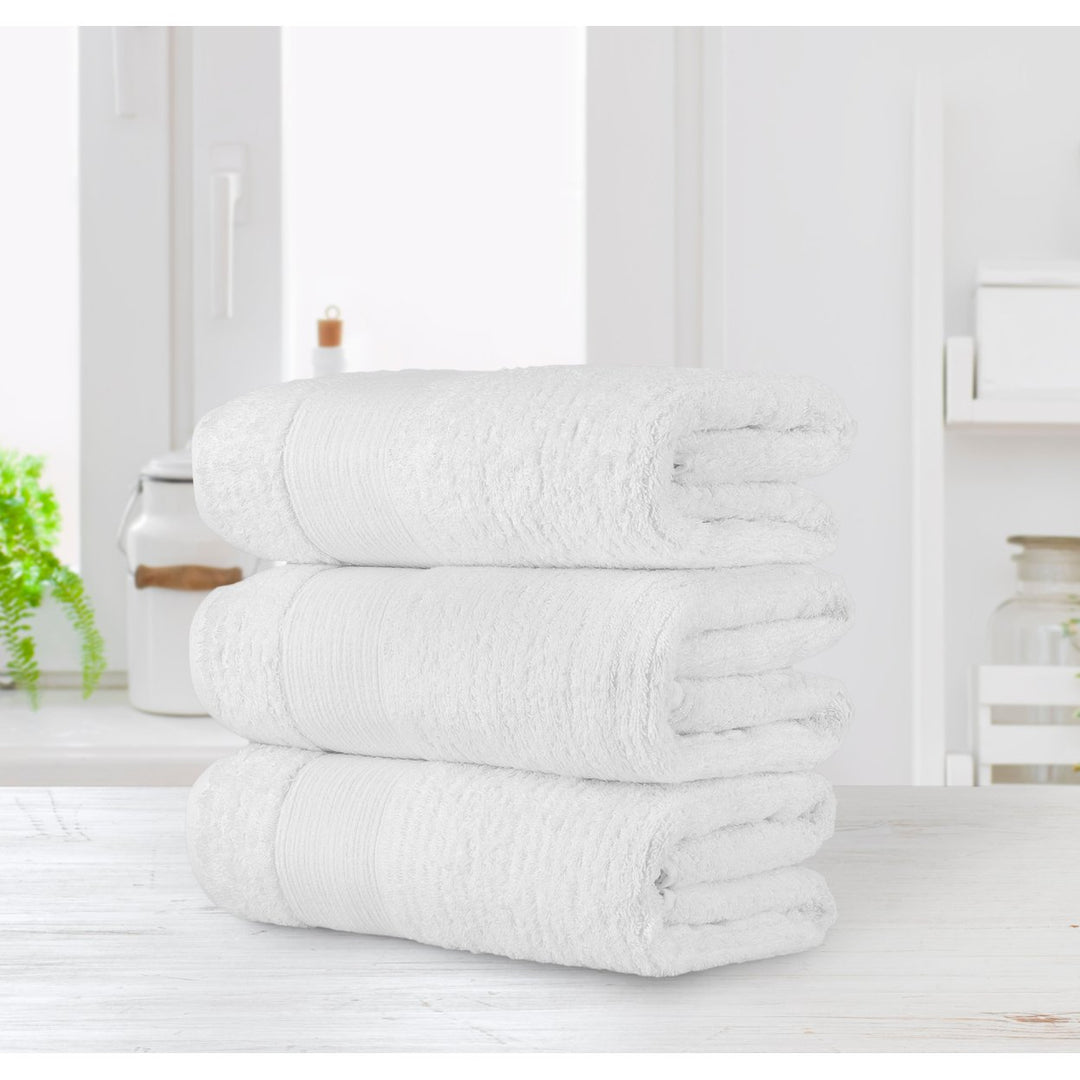 Chic Home Luxurious 3-Piece 100% Pure Turkish Cotton Bath Towels 30" x 60" Jacquard Weave Design Image 9