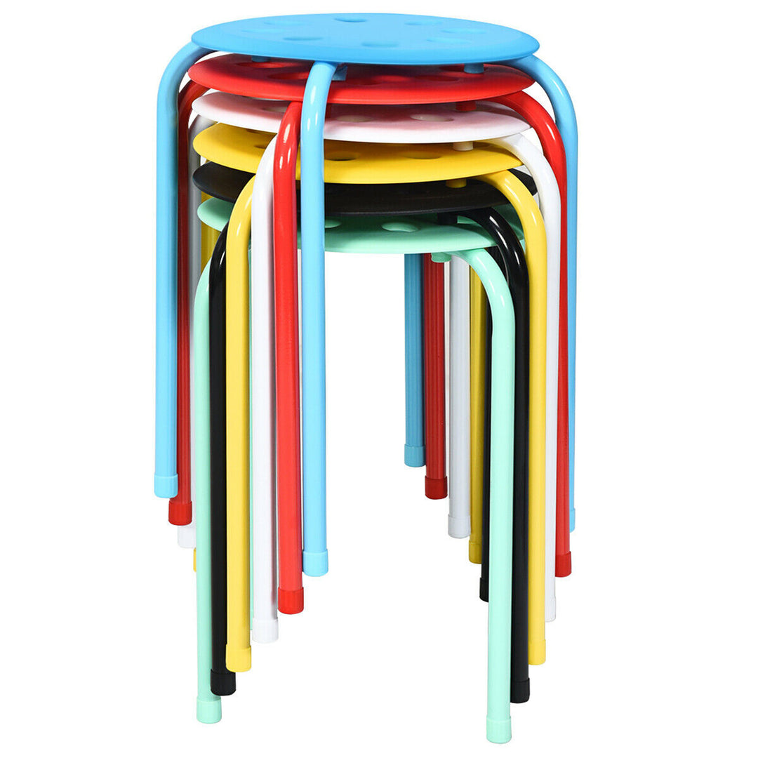 Set of 6 Portable Plastic Stack Stools Backless Classroom Seating Image 6