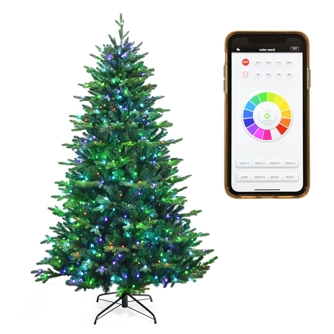 6/7/8 FT Pre-lit Artificial Christmas Tree w/ APP Control and 15 Lighting Modes Image 5