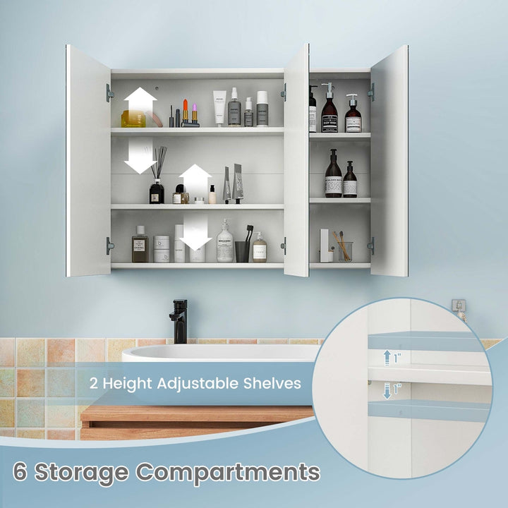 36" Wide Wall Mount Mirrored Bathroom Medicine Cabinet Organizer Mirror Door Image 6