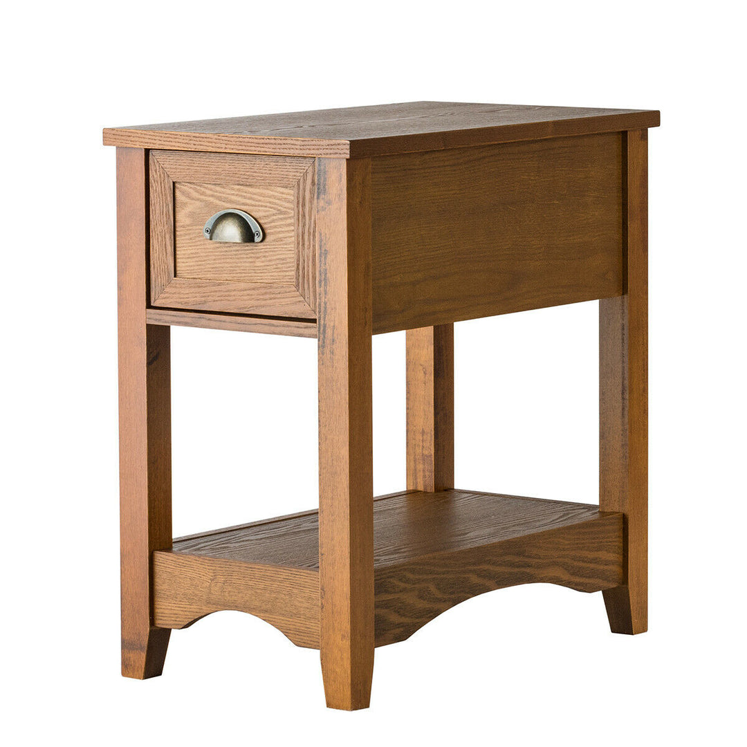 Contemporary Chair Side End Table Compact Table w/ Drawer Nightstand Espresso/Tawny/Walnut Image 6