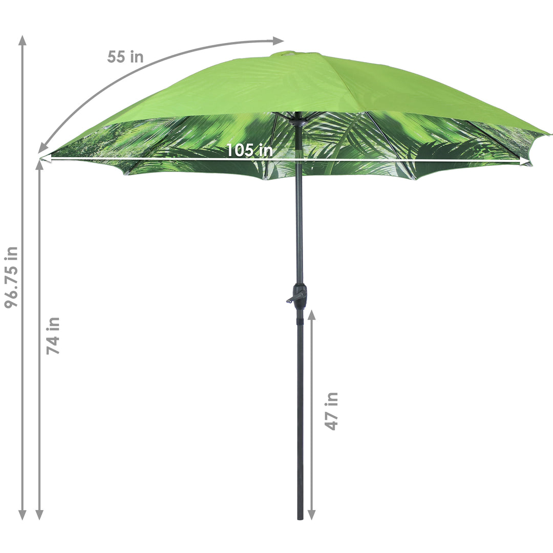 Sunnydaze 9 ft Aluminum Patio Umbrella with Tilt and Crank - Tropical Leaf Image 3