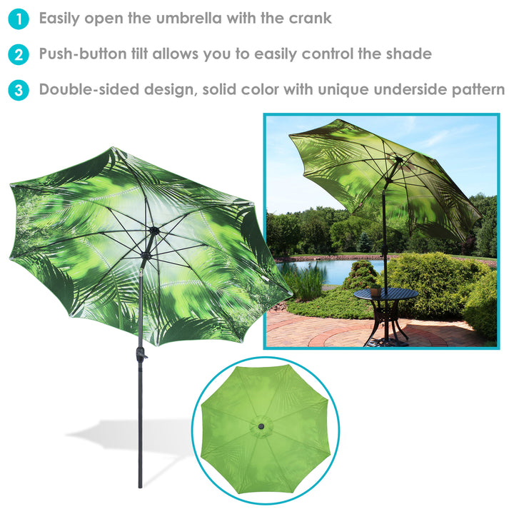 Sunnydaze 9 ft Aluminum Patio Umbrella with Tilt and Crank - Tropical Leaf Image 4