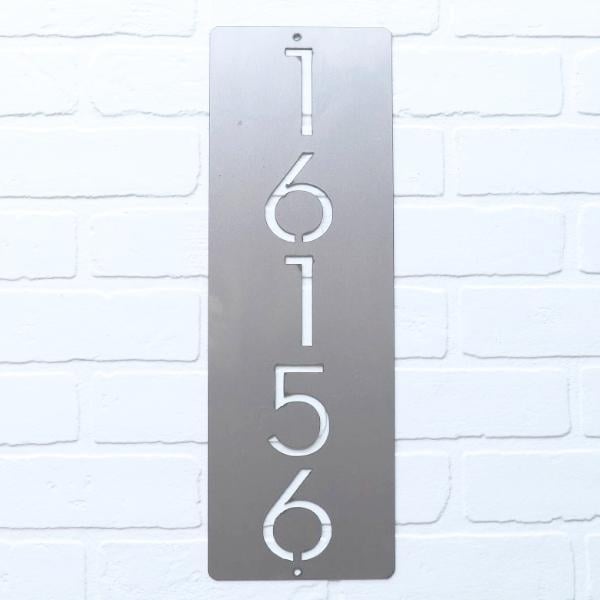 Cider House Rectangular Address Plaque - Metal Vertical House Numbers For Outside Home Image 7
