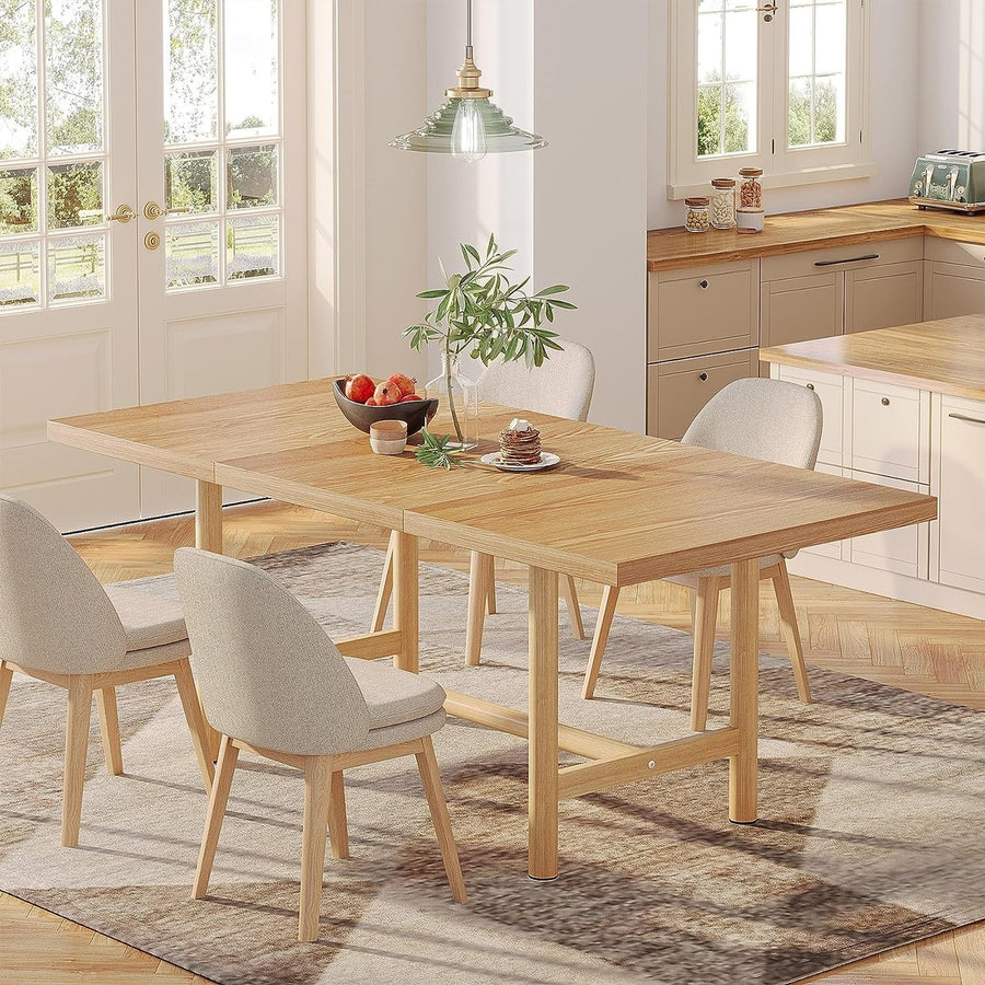 Tribesigns Kitchen Dining Table Wood: 63 Inches Rectangular Dining Room Table for 6, Image 1