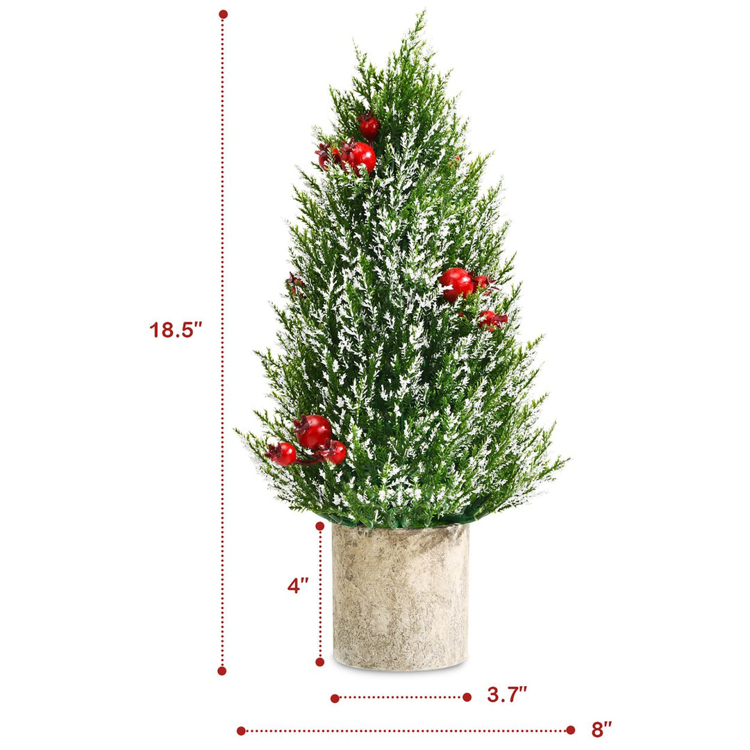 18.5Snowy Tabletop Christmas Tree w/ 170 PE Branch Tips and Pulp Base Image 3