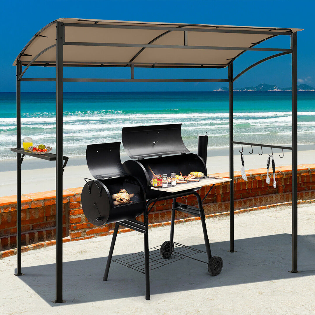 Costway 7x4.5 Grill Gazebo Outdoor Patio Garden BBQ Canopy Shelter Storage Hook Image 3