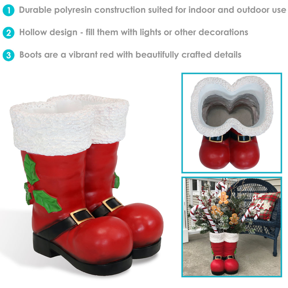 Sunnydaze Santa Boots Indoor and Outdoor Christmas Statue - 13 in Image 2