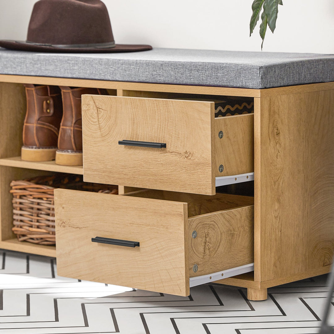 Haotian FSR148-N, Shoe Storage Bench with Storage Space Shoe Rack Hallway Bench Narrow Natural Width Approx Image 3