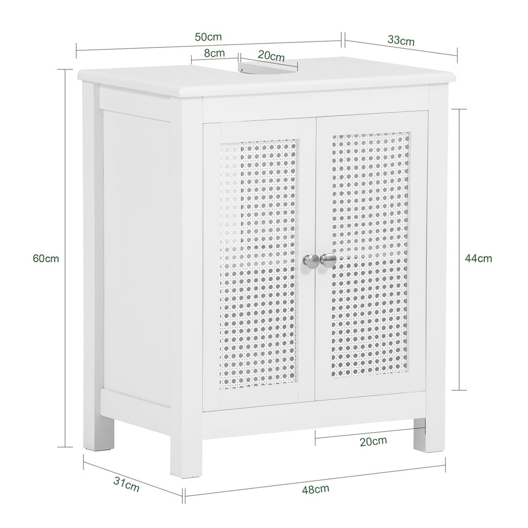 Haotian BZR35-W, Vanity Unit with Grid Look Doors, Bathroom Cabinet Image 2