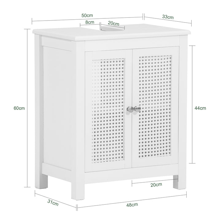 Haotian BZR35-W, Vanity Unit with Grid Look Doors, Bathroom Cabinet Image 2