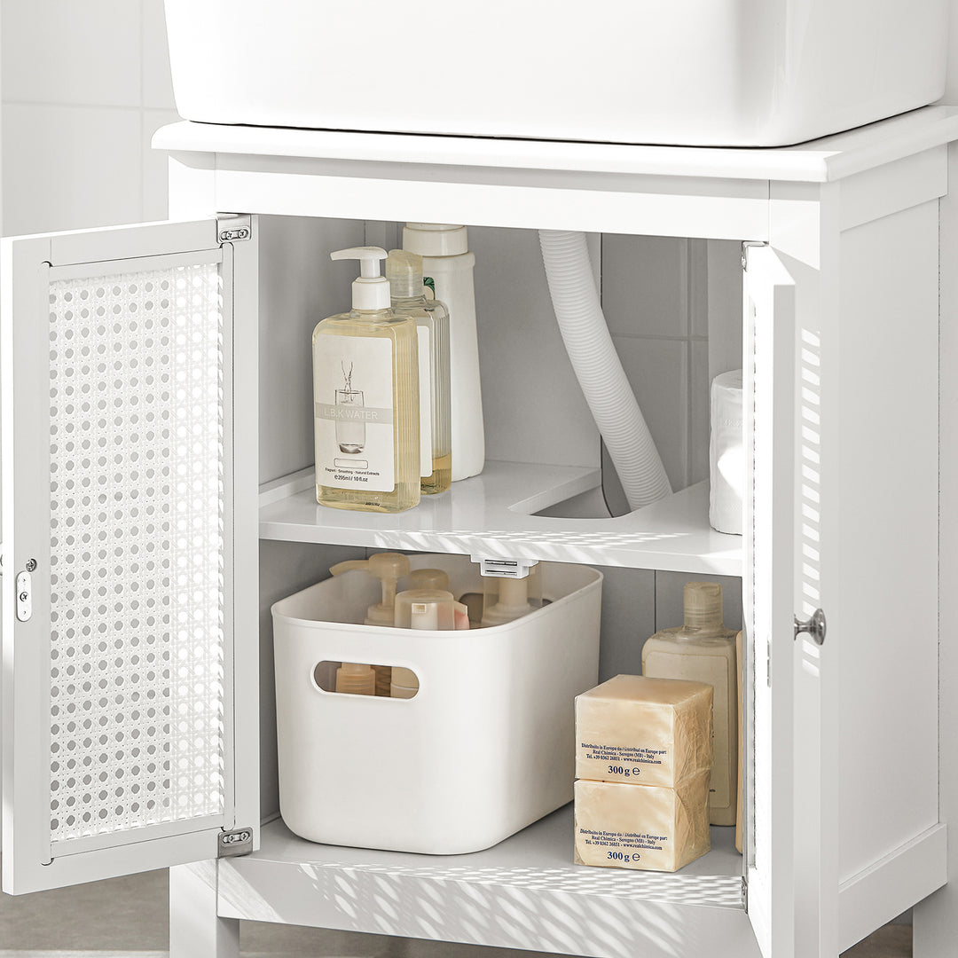 Haotian BZR35-W, Vanity Unit with Grid Look Doors, Bathroom Cabinet Image 3