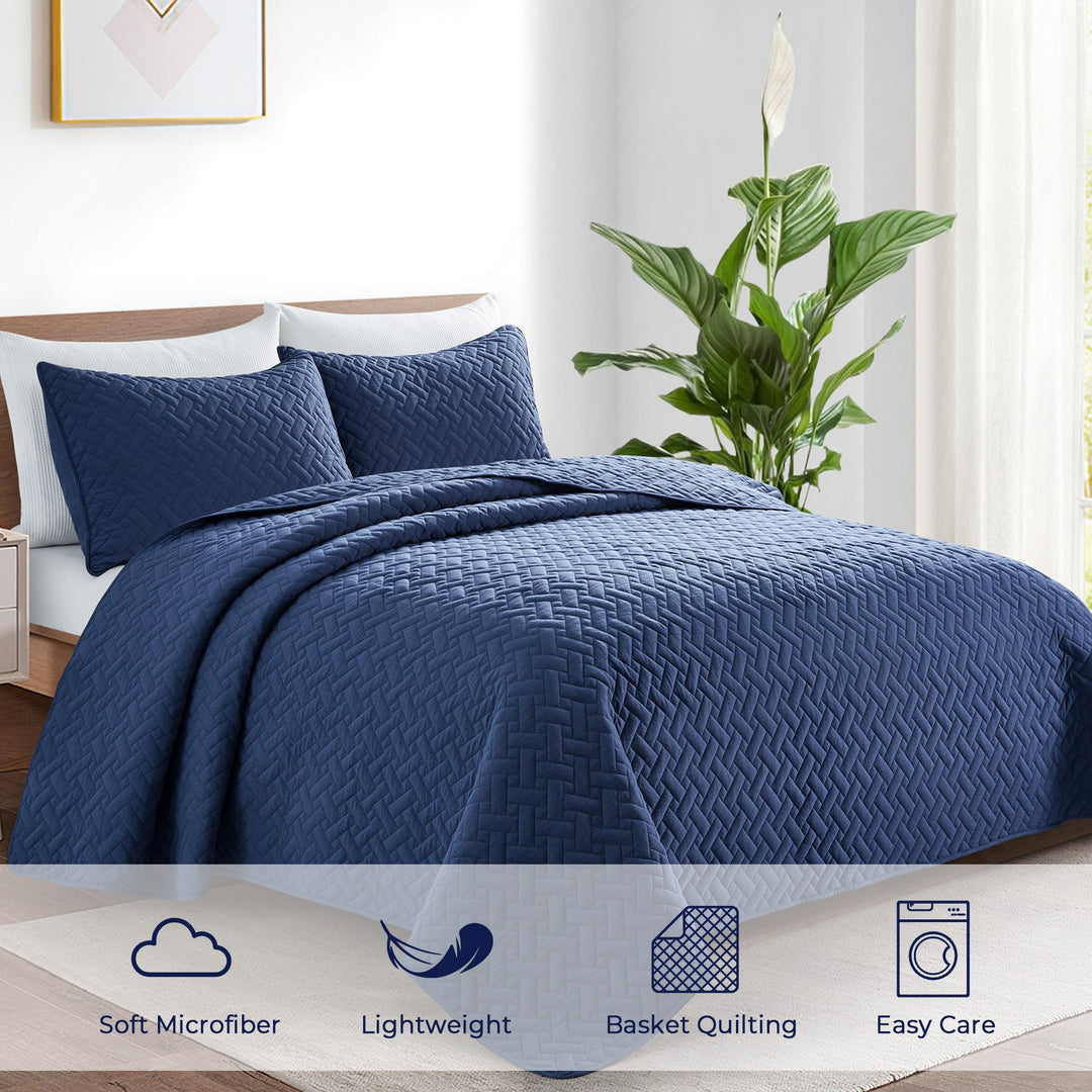 Quilt Set Soft Bed Summer Quilt Lightweight Microfiber Bedspread- Modern Style Coverlet for All Season Image 2