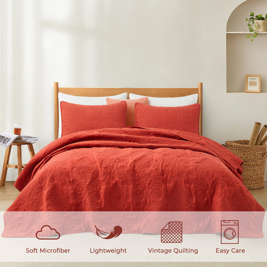 Home Quilt Set Lightweight Bedspread Soft Reversible Coverlet for All Season Image 1