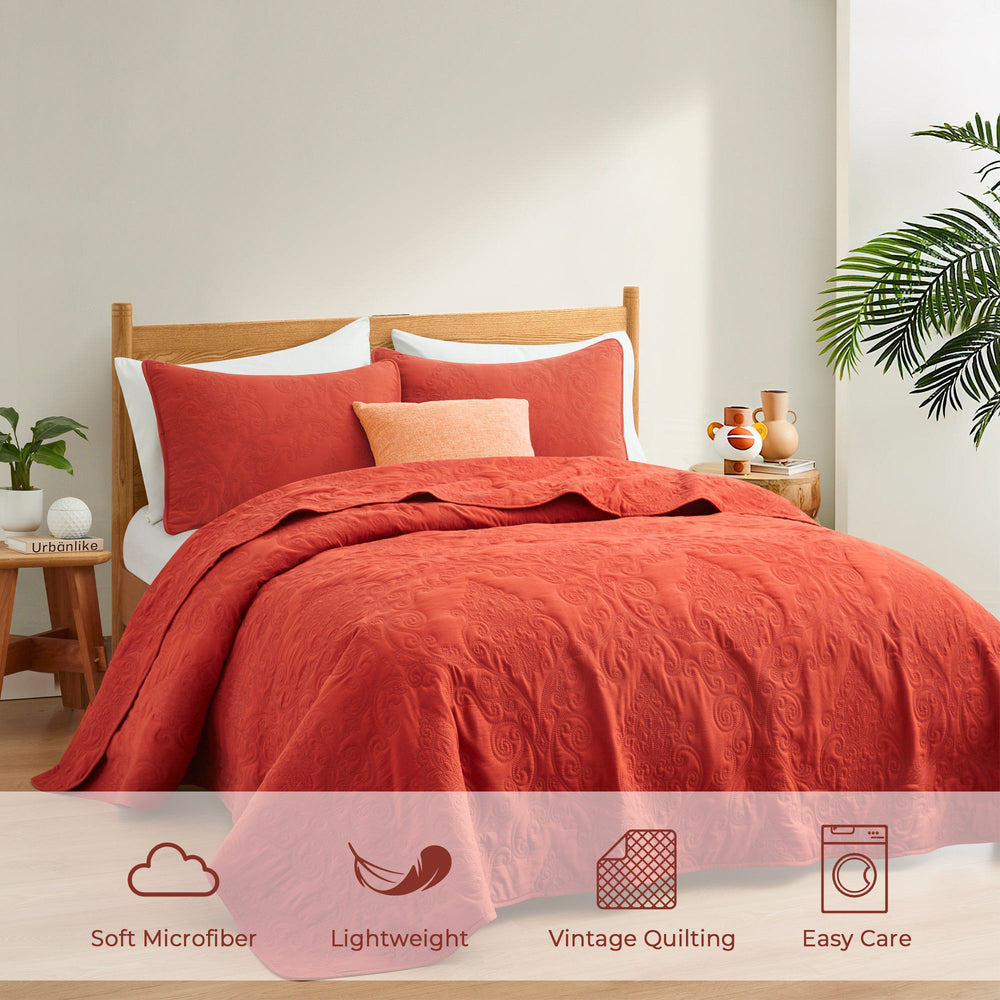 Home Quilt Set Lightweight Bedspread Soft Reversible Coverlet for All Season Image 2