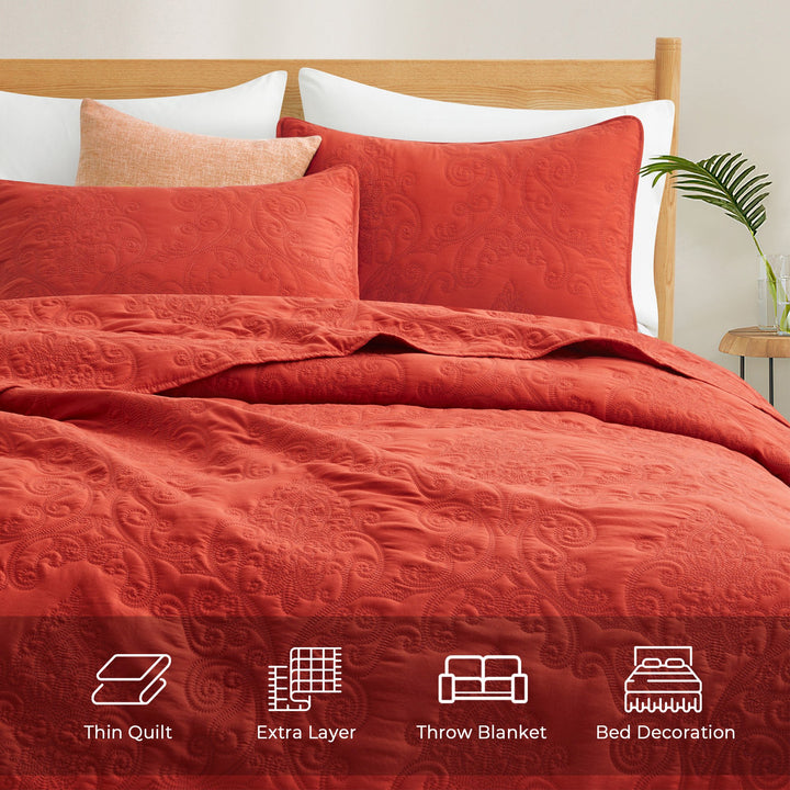 Home Quilt Set Lightweight Bedspread Soft Reversible Coverlet for All Season Image 3