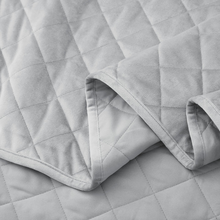 Luxurious Reversible Velvet Coverlet Set with Shams, Grey Image 5