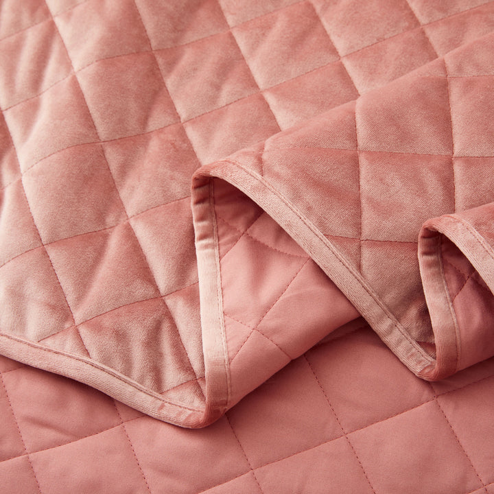 Luxurious Reversible Velvet Coverlet Set with Shams, Pink Image 5