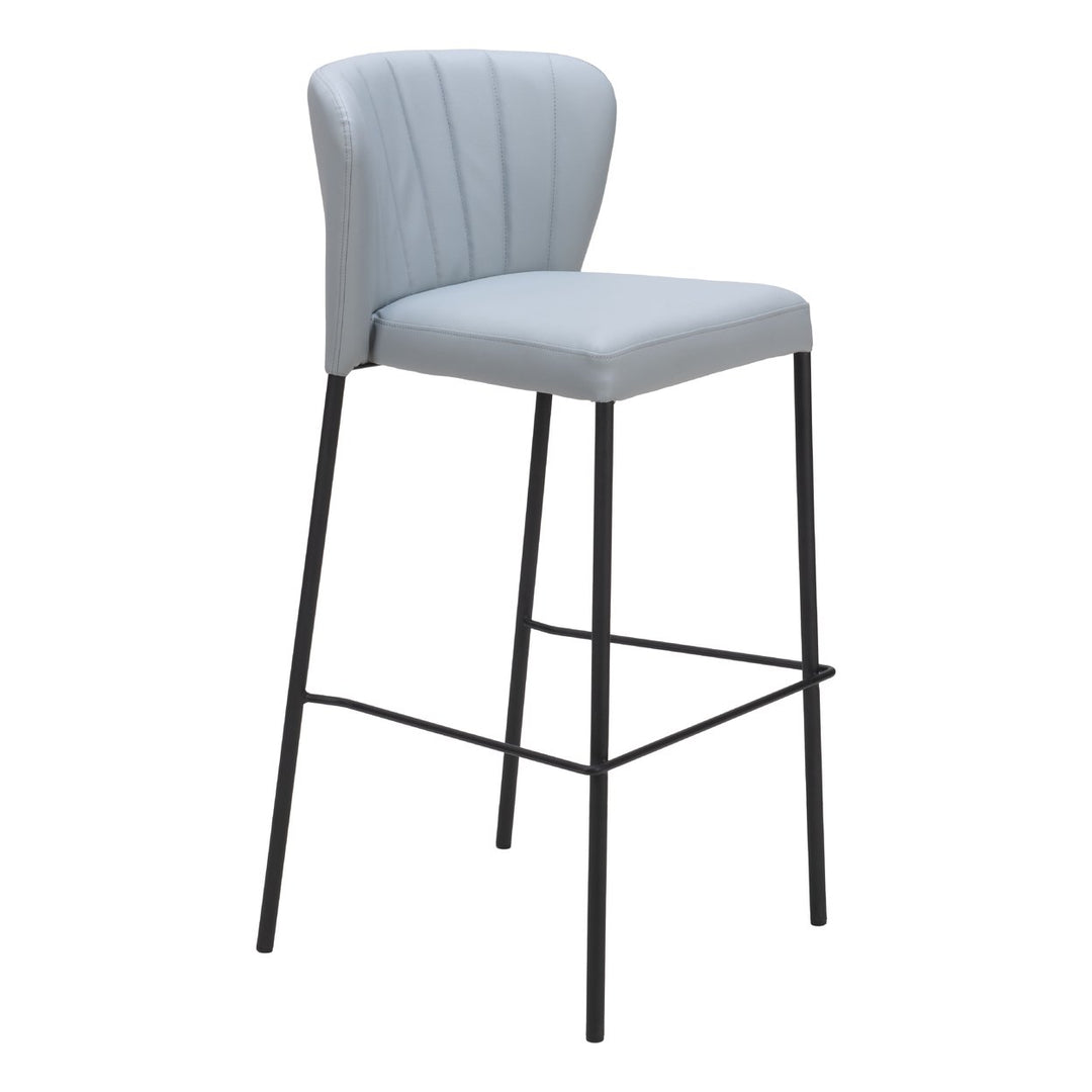 Linz Barstool Set of 2 Modern Minimalist Deco Glam Stackable Seating in Silver Image 1