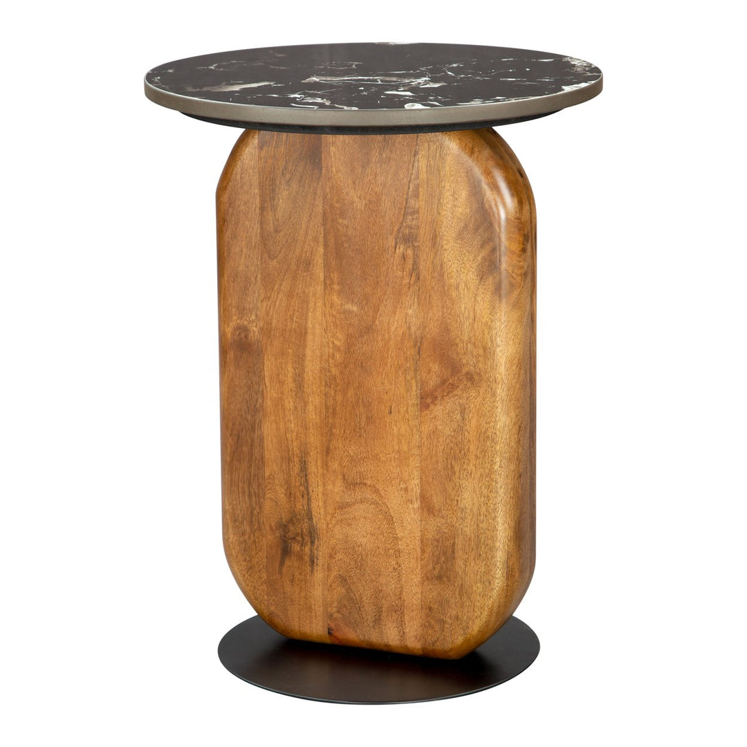 Pemba Multicolor Side Table Marble Top Mango Wood Legs Elegant Living Room Decor Image 1