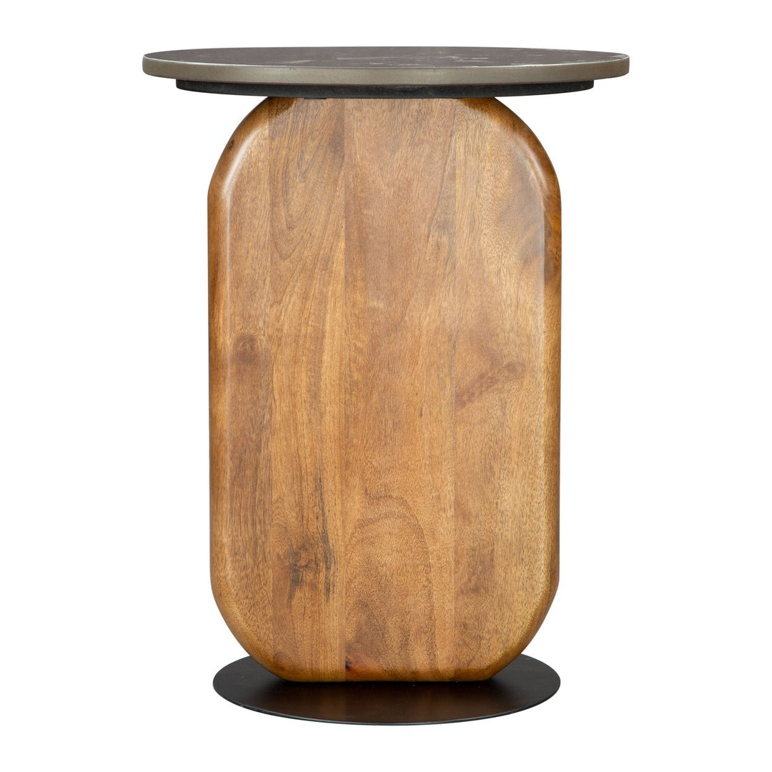 Pemba Multicolor Side Table Marble Top Mango Wood Legs Elegant Living Room Decor Image 2