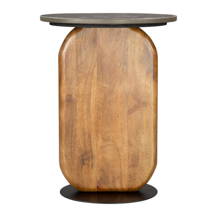 Pemba Multicolor Side Table Marble Top Mango Wood Legs Elegant Living Room Decor Image 2