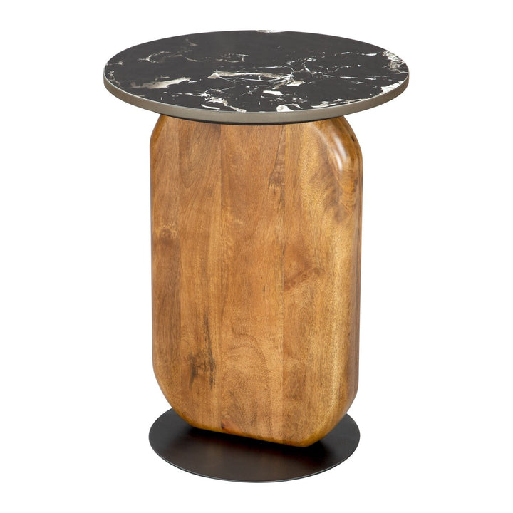 Pemba Multicolor Side Table Marble Top Mango Wood Legs Elegant Living Room Decor Image 3