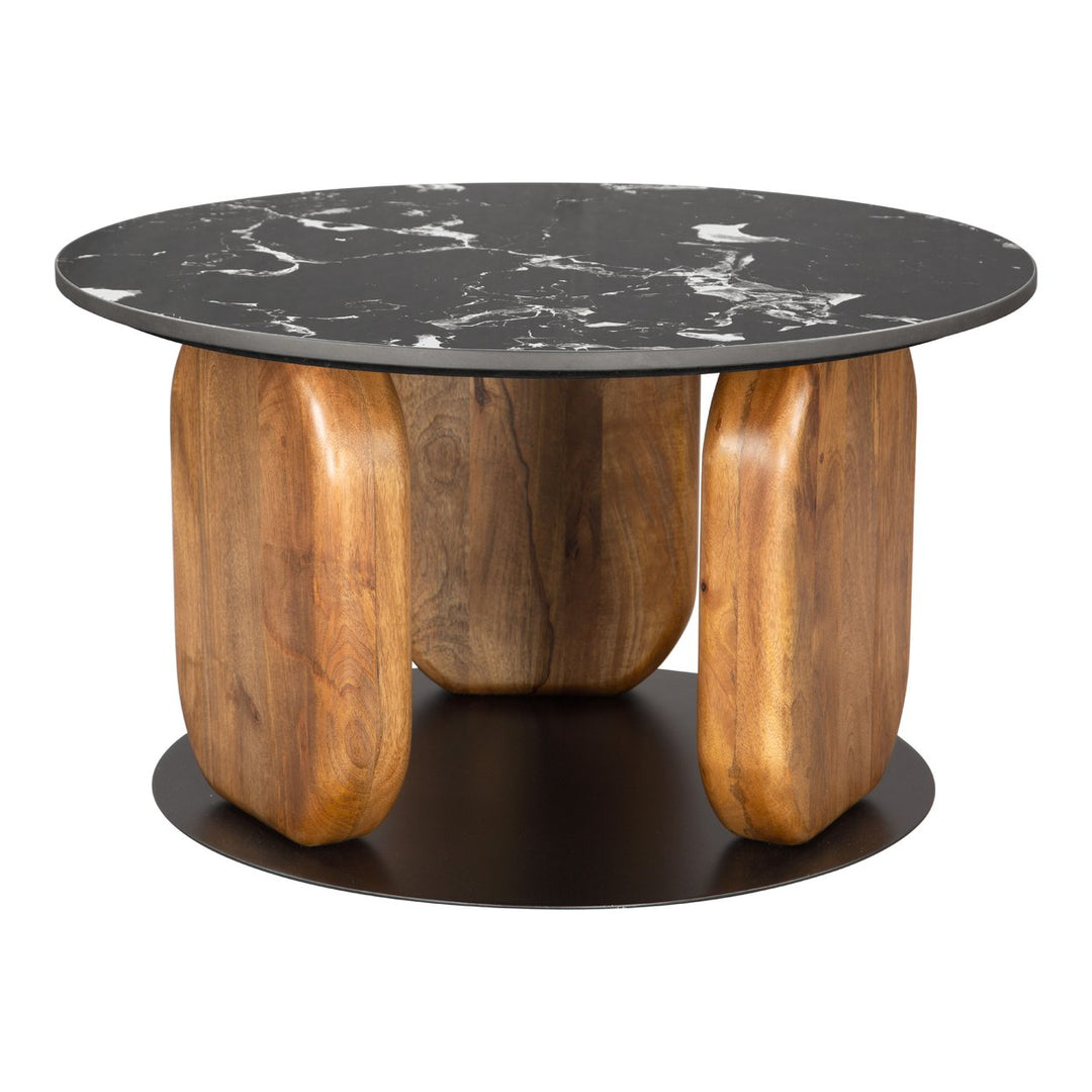 Pemba Multicolor Coffee Table with Marble Top and Mango Wood Legs Modern Design Image 1