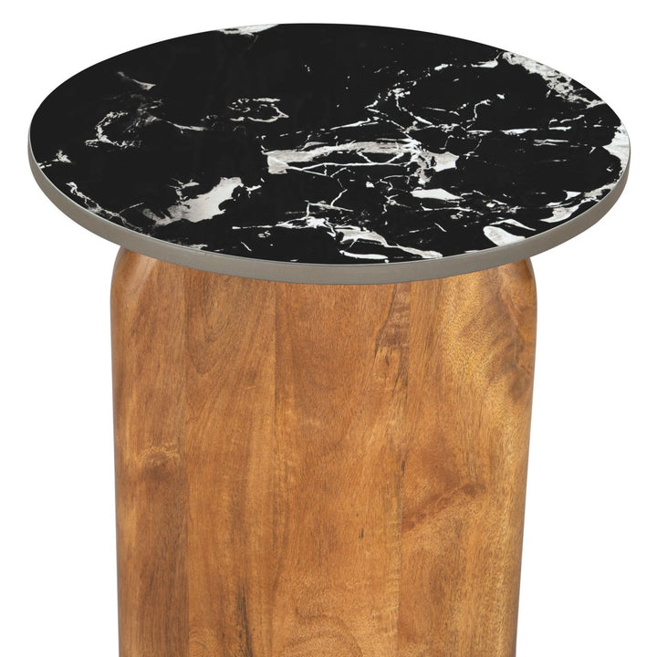 Pemba Multicolor Side Table Marble Top Mango Wood Legs Elegant Living Room Decor Image 6